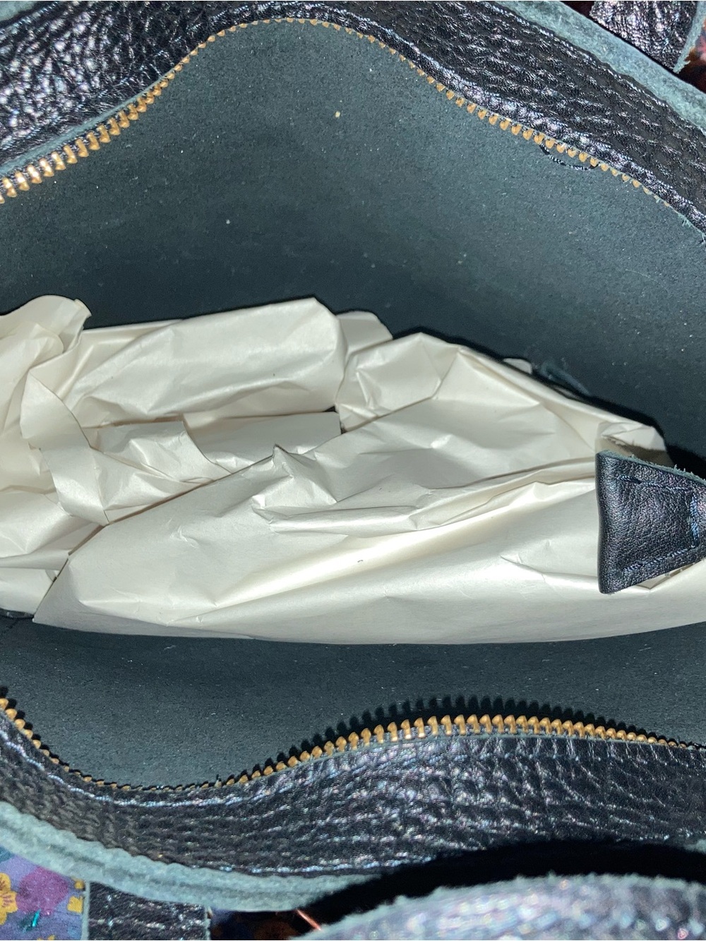 Portland Leather Pebbled Black Leather Crossbody Mini Tote - Picture 4 of 5